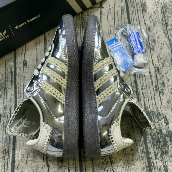 New Adidas Samba x Wales Bonner Silver Metallic Women Sneaker - Picture 8 of 11